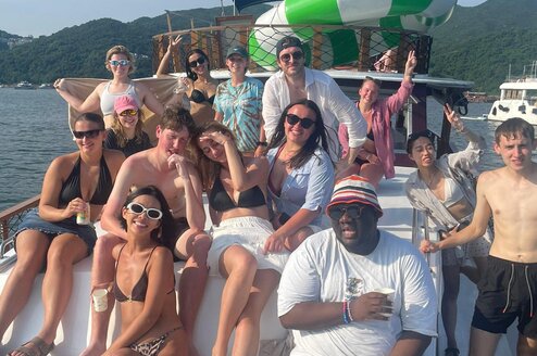 junk boat party with teachers in hong kong